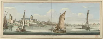Gezicht op Nijmegen vanuit het oosten