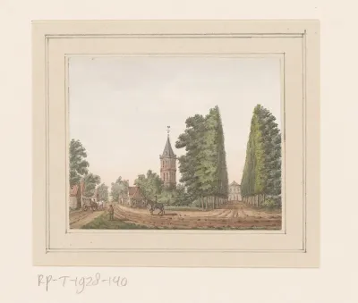 Gezicht op Oostkapelle met Huis Rijnsburg te Zeeland