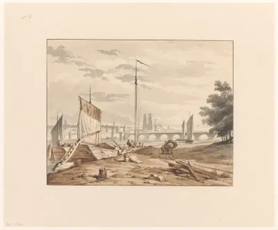 Gezicht op Orléans van de overzijde van de Loire