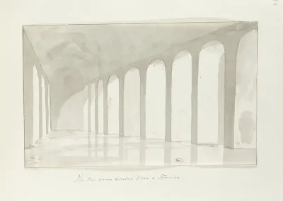 Gezicht op oud waterreservoir van Taormina