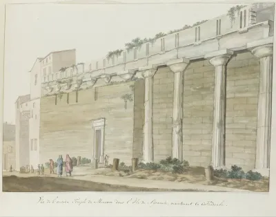 Gezicht op oude Minerva tempel op eiland Syracuse