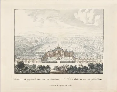 Gezicht op Paleis Het Loo vanuit vogelvlucht