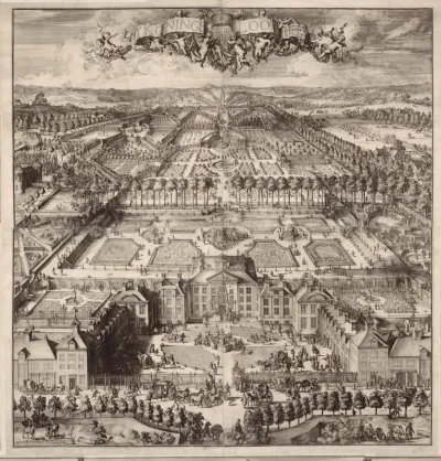 Gezicht op Paleis Het Loo (vanuit vogelvluchtperspectief)