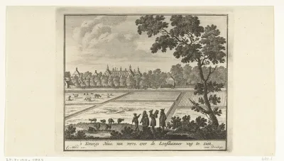 Gezicht op Paleis Honselaarsdijk met wandelaars