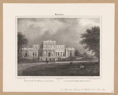 Gezicht op Paviljoen Welgelegen in de Haarlemmerhout in Haarlem