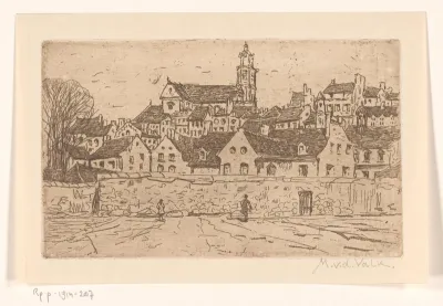 Gezicht op Pontoise, met centraal de Cathédrale Saint-Maclou