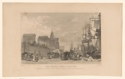 Gezicht op Prince's Dock te Liverpool