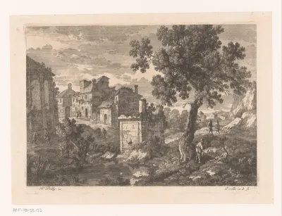 Gezicht op rand van dorp