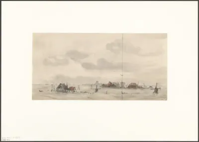 Gezicht op Ransdorp tijdens de stormvloed van 1916