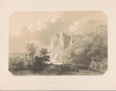 Gezicht op rivier de Lesse en de Aiguille de Chaleux