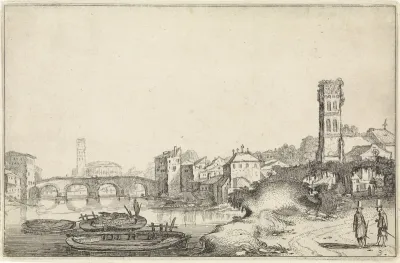 Gezicht op Rome met de Tiber en de Ponte Sisto