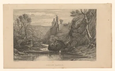 Gezicht op Roslin Castle in Schotland