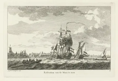 Gezicht op Rotterdam gezien vanaf de Maas