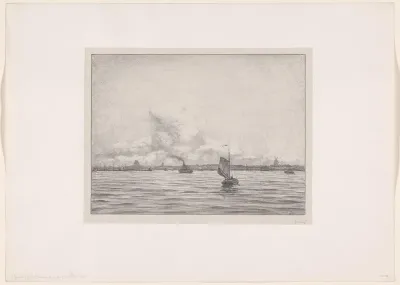 Gezicht op Rotterdam over het water