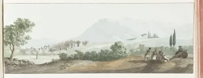 Gezicht op ruïne van muren van de Via Egnatia