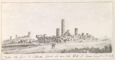 Gezicht op ruïne van tempel in Selinunte