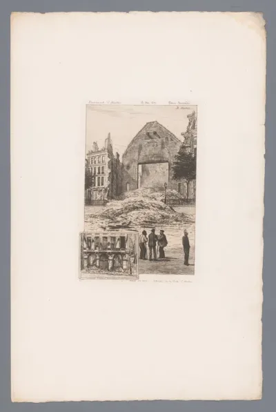 Gezicht op ruïnes op de Boulevard Saint-Martin