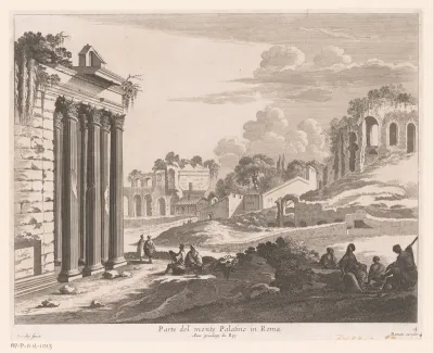 Gezicht op ruïnes op de Palatijn