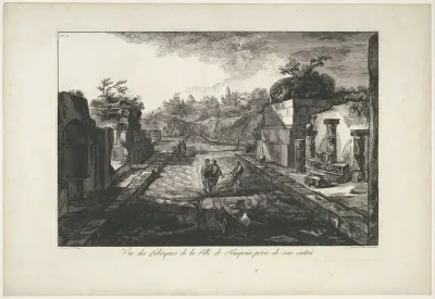 Gezicht op ruïnes te Pompeï