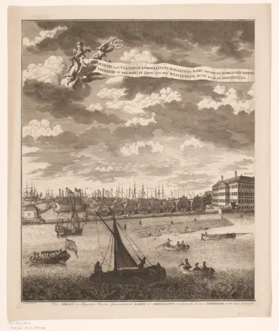 Gezicht op 's Lands Zeemagazijn te Amsterdam (linkerdeel)