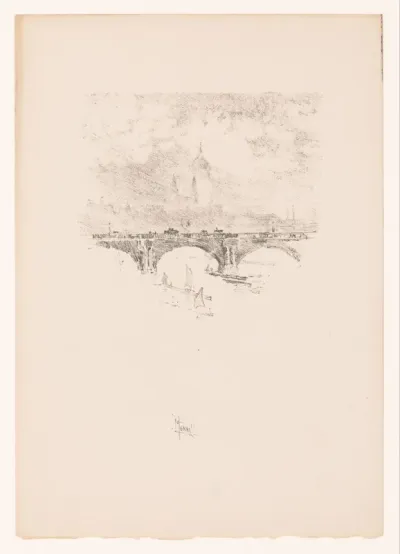Gezicht op Saint Paul's Cathedral achter Waterloo Bridge te Londen