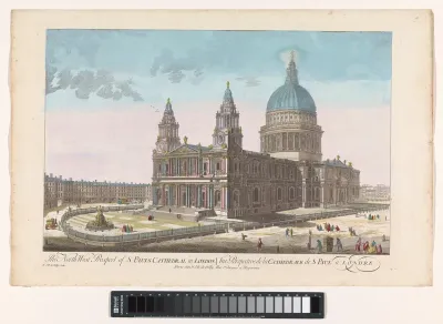 Gezicht op Saint Paul's Cathedral te Londen gezien vanaf de noordwestzijde