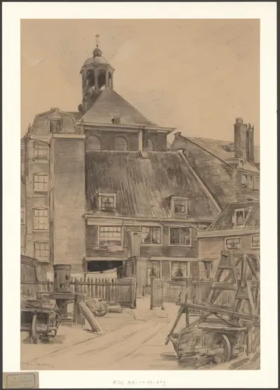 Gezicht op scheepswerf aan de Grote Wittenburgerstraat, gezien naar de Oosterkerk