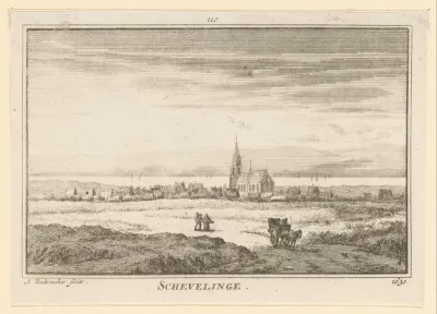 Gezicht op Scheveningen en de Noordzee, 1630