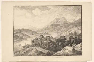 Gezicht op Schloss Bauzberg aan de Rijn