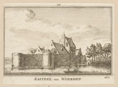 Gezicht op Slot Woerden, 1600