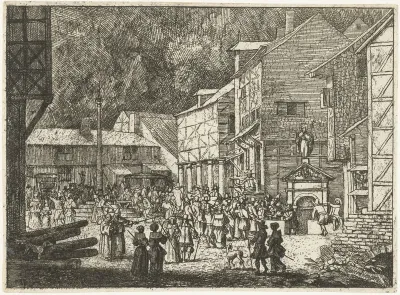 Gezicht op Spa met een waterbron