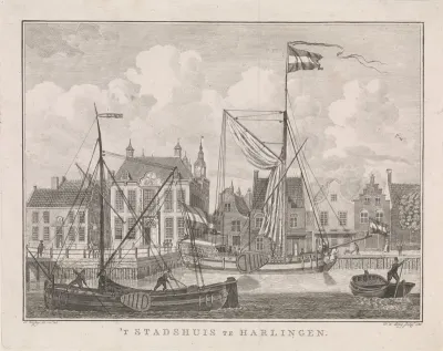 Gezicht op stadhuis te Harlingen