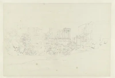 Gezicht op Tivoli, schets