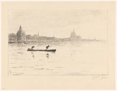 Gezicht op Venetië met een gondel