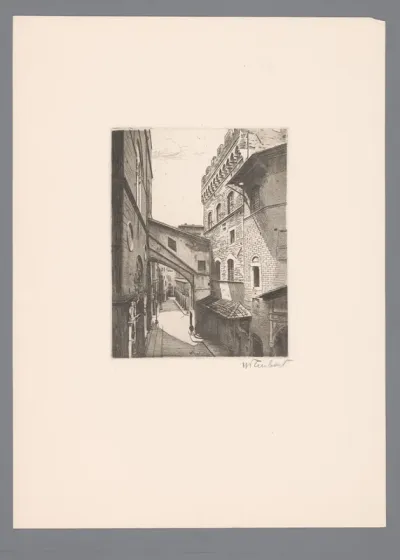 Gezicht op Via dell'Arte della Lana te Florence