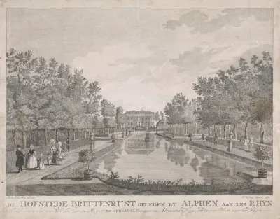 Gezicht op vijver van buitenplaats Hofstede Brittenrust