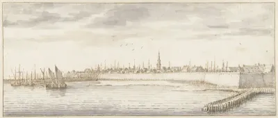 Gezicht op Vlissingen, vanaf de Schelde gezien