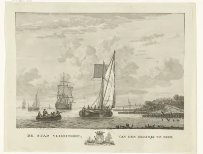 Gezicht op Vlissingen vanaf de zeedijk