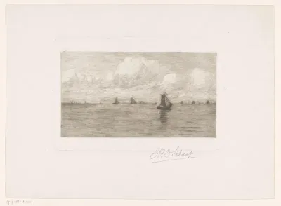 Gezicht op water met zeilboten