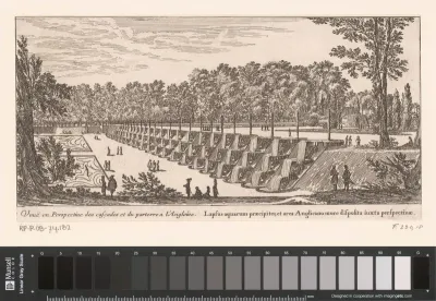 Gezicht op watervallen en Engelse parterre van Rochefoucauld