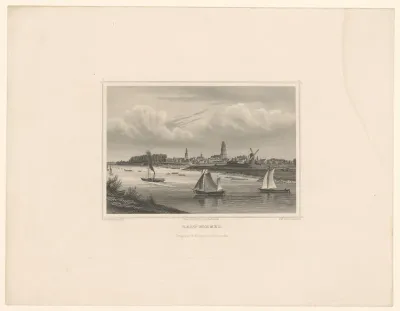 Gezicht op Zaltbommel en de Waal