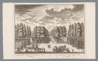 Gezicht op Zeist, gezien over de grote laan vanaf Slot Zeist