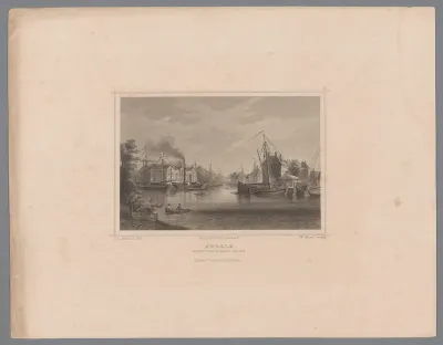 Gezicht op Zwolle vanaf het Zwarte Water