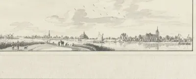 Gezicht over de Lek op Ameide, het Huis Herlaer en Tienhoven