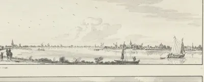 Gezicht over de Lek op de dorpen Lopik, Jaarsveld, Tienhoven, Ameide en het Huis Herlaer