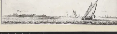 Gezicht over de Schelde op de Philips Schans bij Antwerpen