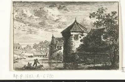 Gezicht over de stadsbuitengracht op de stadswal van Utrecht