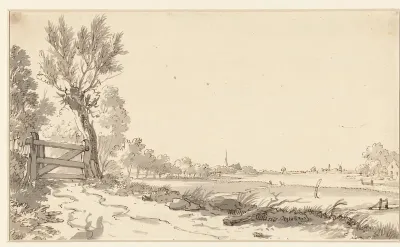 Gezicht over een vlak landschap