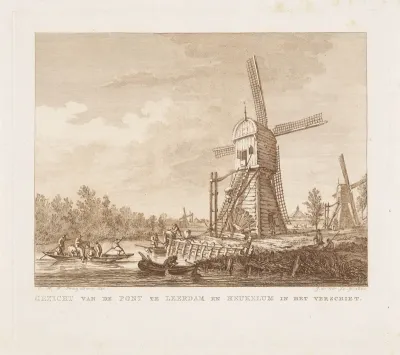 Gezicht van de Pont te Leerdam en Heukelum in het verschiet