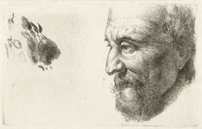 Gezicht van een oude man en profil